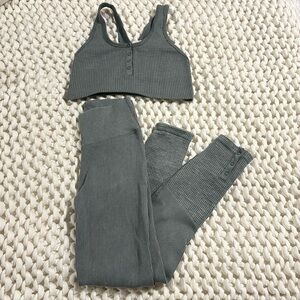 Aerie Offline Main Squeeze Waffle Leggings and Bra Set